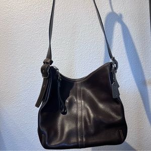 Coach Brown Leather Shoulder Bag crossbody bag with silver hardware